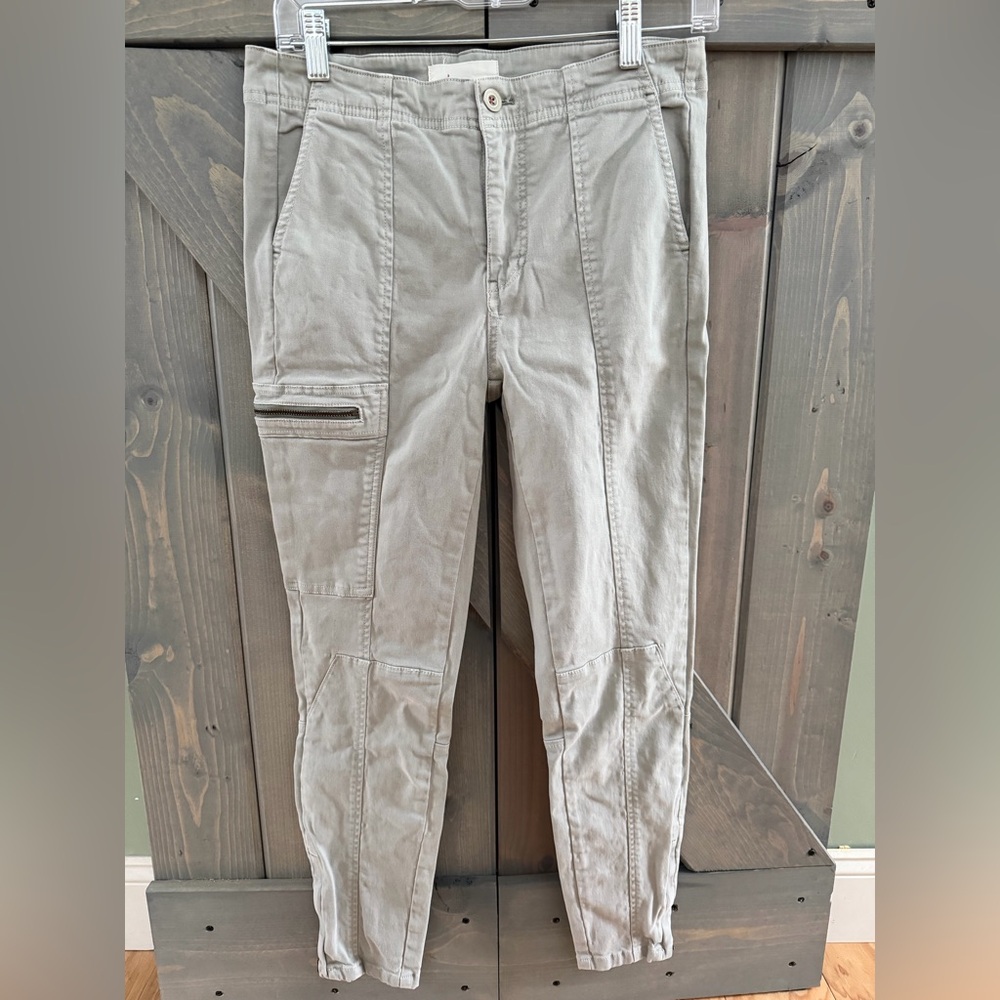 Anthropologie Gray Utility Moto Zipper Ankle Fitted Leg Pants 27